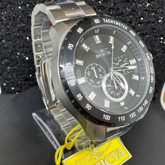 Men's (NWT) Black Faced with Silver Highlights into an all Silver Watch Bracelet - Picture 3 of 4